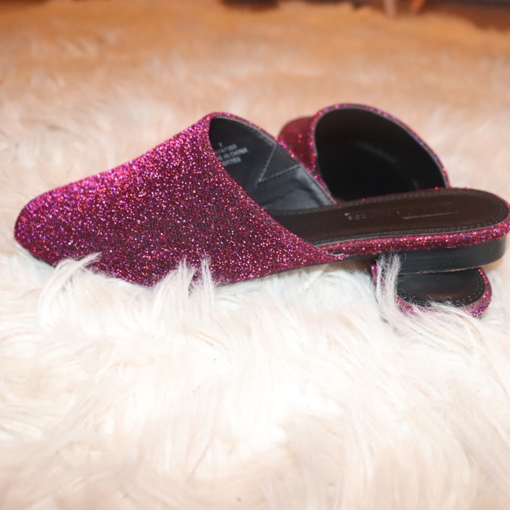 Burgundy Sparkly Mules
